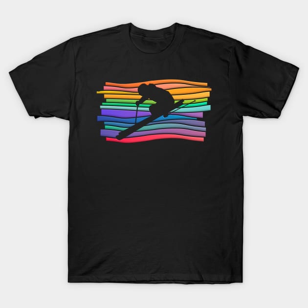 Colorful Stripy Skier T-Shirt by Ski Classic NH